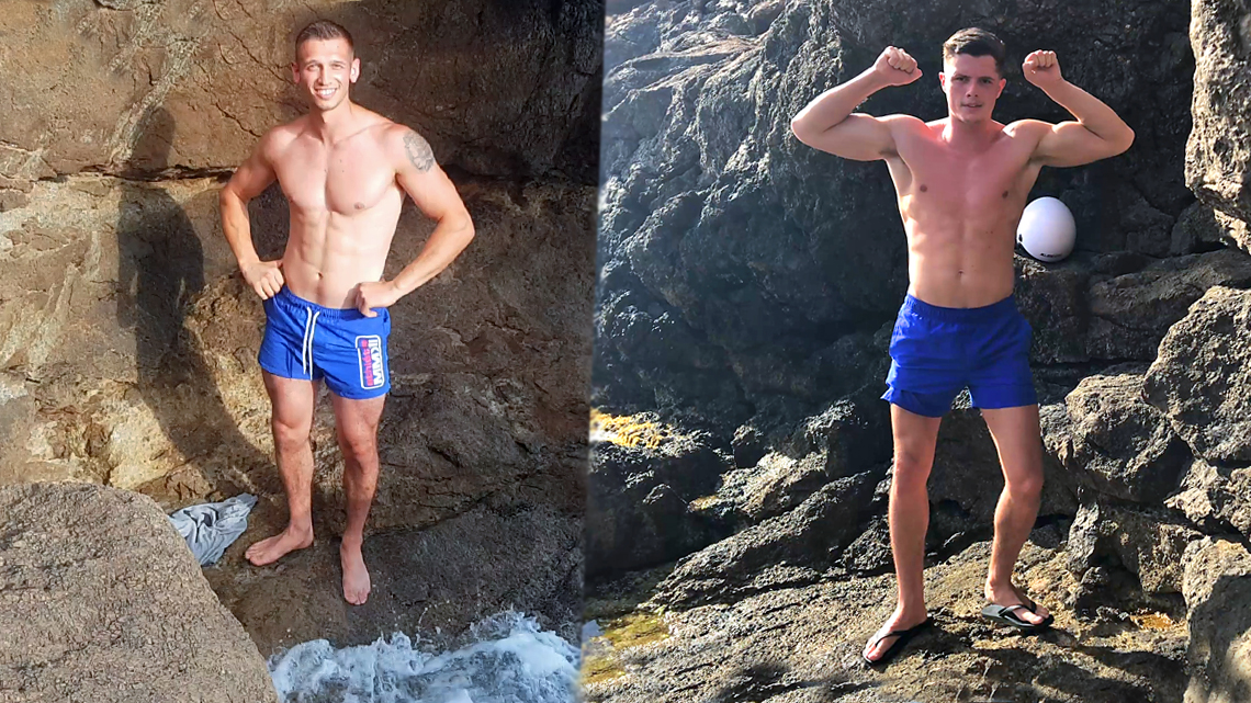 Young Straight Mates Logan & Clayton Film Each Other Wanking their Big Uncut Cocks on Holiday!